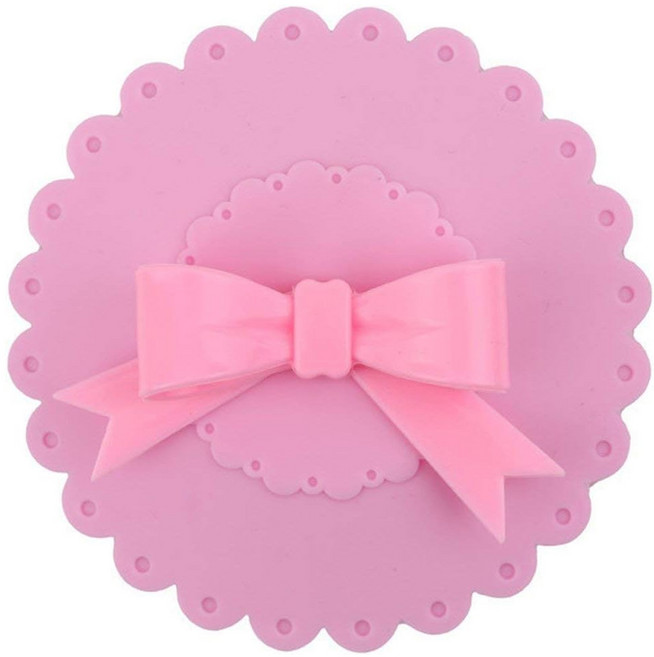 400136 蝴蝶結矽膠杯蓋, 粉色, 1入