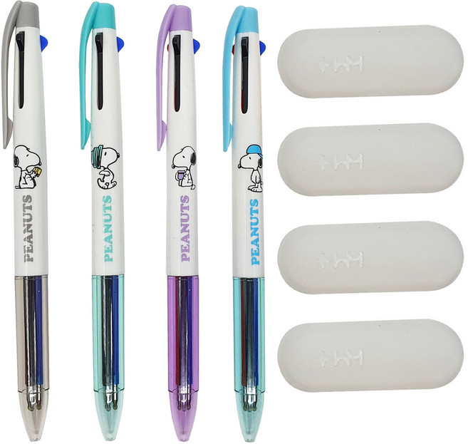 피너츠 스누피 지워지는 3색 볼펜 0.5mm, 랜덤 발송, 1세트