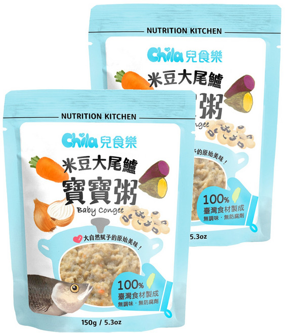 Chila 兒食樂 寶寶粥 米豆大尾鱸, 150g, 2包