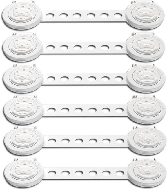 원더파파 아기 서랍 안전 잠금장치 곰돌이 다이얼 밴드형, 6개, 화이트