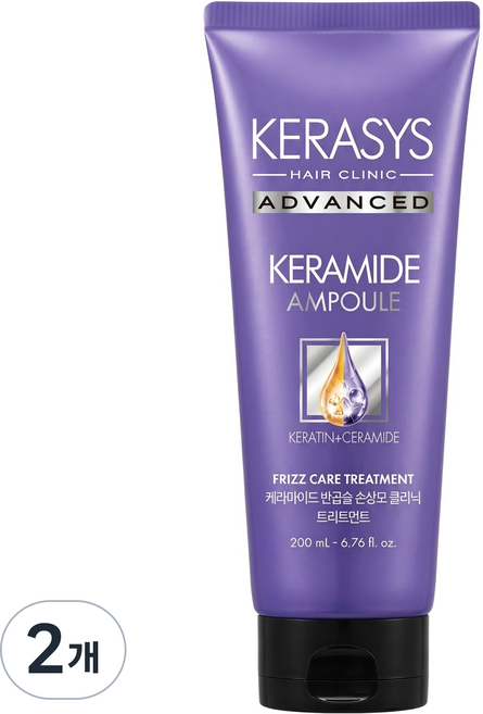 케라시스 케라마이드 반곱슬 손상모 클리닉 헤어트리트먼트, 200ml, 2개