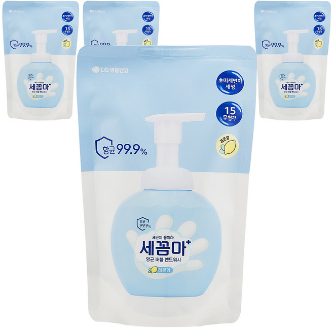 온더바디 세꼼마 항균 버블 핸드워시 레몬향 리필, 200ml, 4개