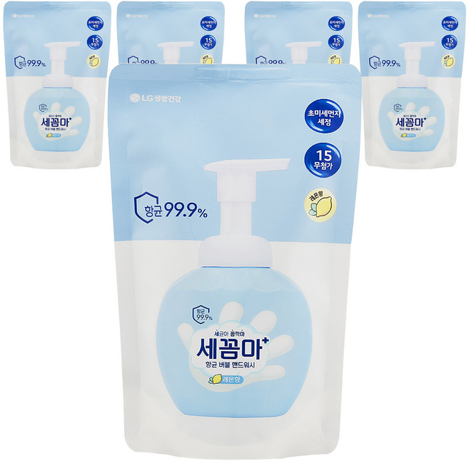 온더바디 세꼼마 항균 버블 핸드워시 레몬향 리필, 200ml, 5개