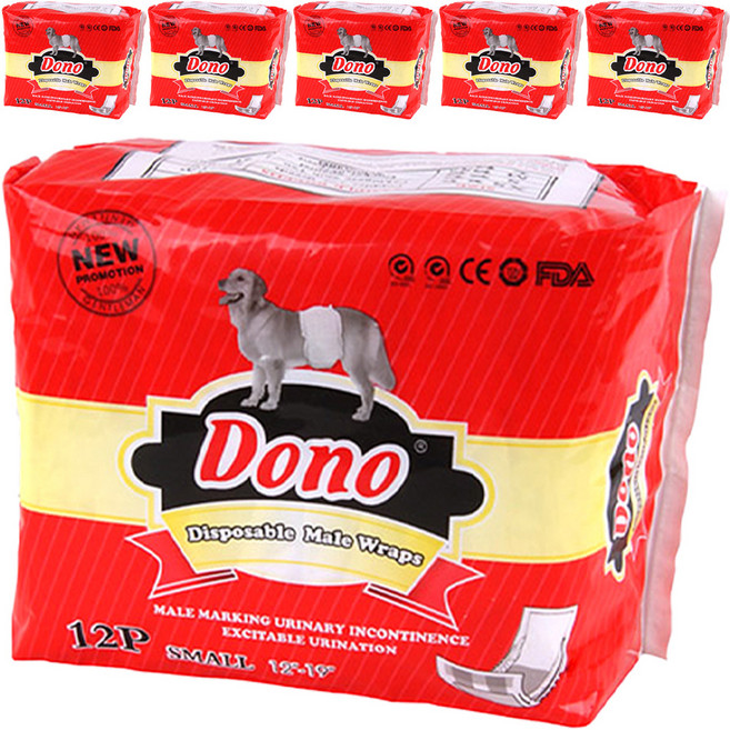 DONO 숫컷용 매너 패드, 소형, 12개입, 6개