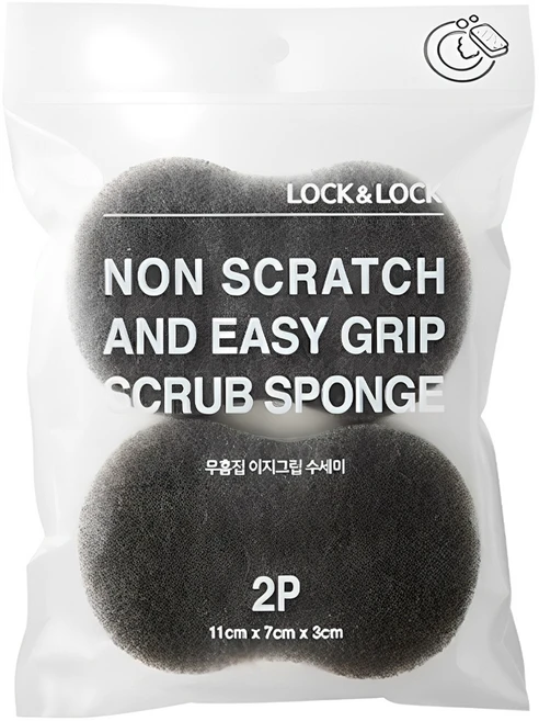 락앤락 무흠집 이지그립 수세미, 2개입, 1개 - 쿠팡