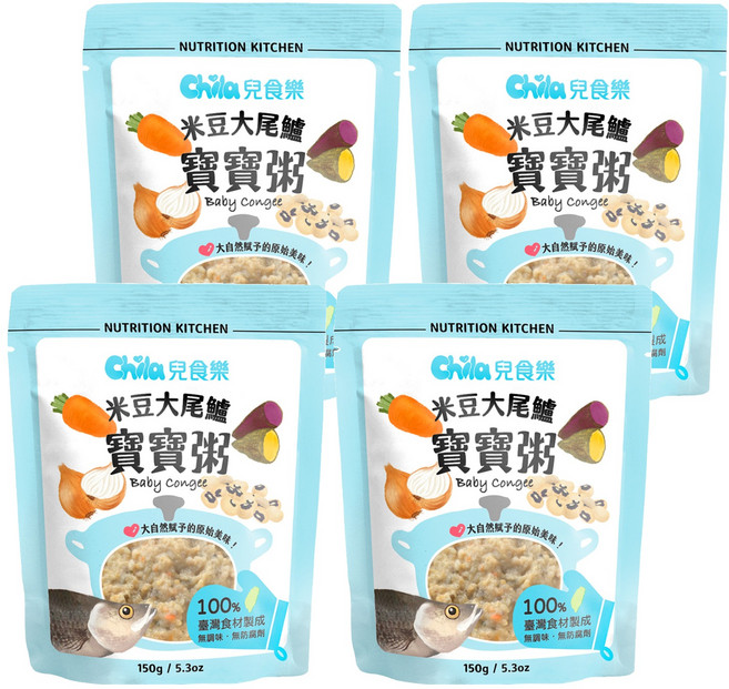 Chila 兒食樂 寶寶粥 米豆大尾鱸, 150g, 4包