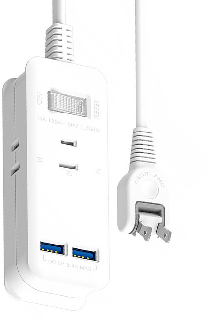 Tyson 太順電業 1切3座智慧型充電組 USB 2.4A急速充電 耐熱防火材質 過載自動斷電保護, 1.8m, 白色, 1條