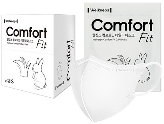 웰킵스 컴포트핏 데일리 새부리형 마스크 소형, 25개입, 1개, 화이트