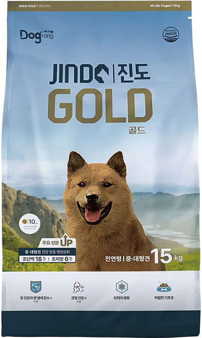 도그랑 전연령 강아지 진도 골드 건식사료, 곡물, 15kg, 1개