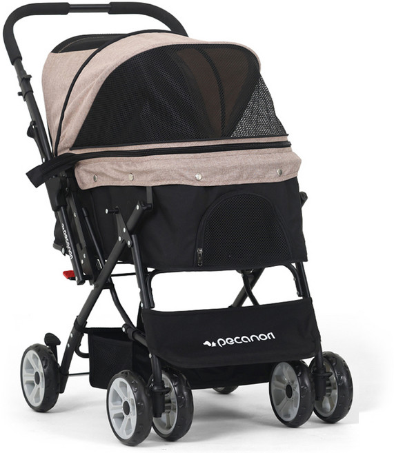 피카노리 반려동물 디럭스 원터치 폴딩 유모차 PECA1019, 허니, 1개