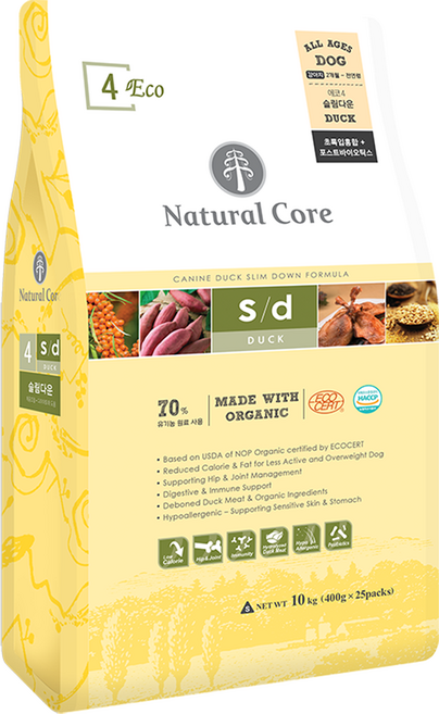 네츄럴코어 강아지 에코4 다이어트 사료, 오리, 10kg, 1개