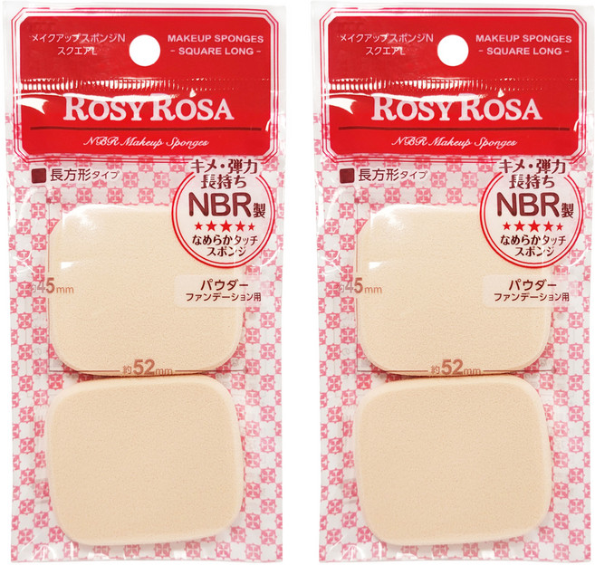 ROSY ROSA 柔彈系粉餅粉撲 5.2 x 4.5 x 0.8cm 2入, 長方形, 2包