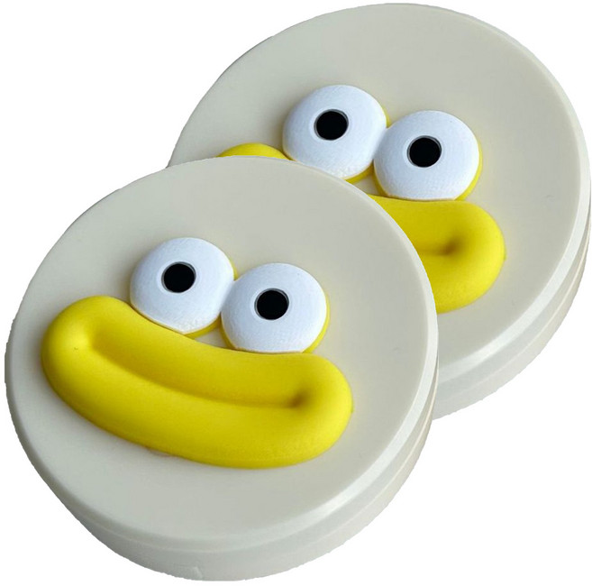 특별한상점 스마일 귀여운 콘택트 렌즈 보관 케이스 거울 집게 흡착 봉 세트, 스마일리 옐로우, 2세트