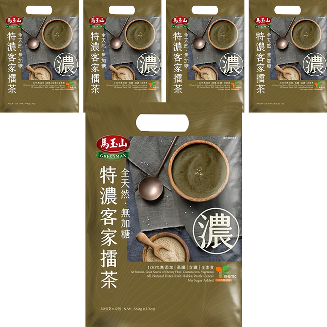 馬玉山 無加糖特濃客家擂茶, 30g, 12包, 5袋