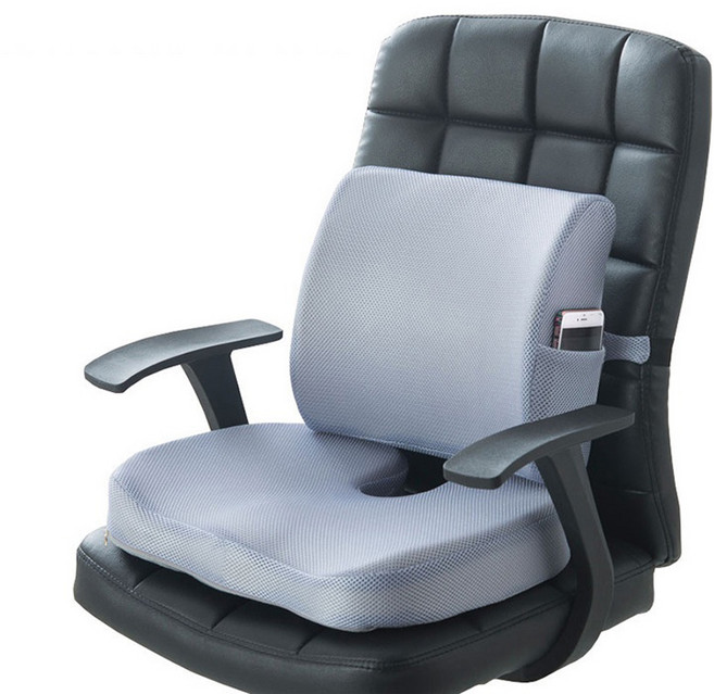 HONDONI 新款4D護腰記憶靠墊加坐墊, 銀灰色