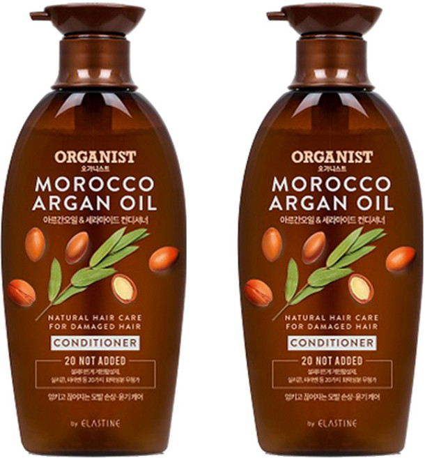 오가니스트 아르간 오일 윤기 영양 컨디셔너, 500ml, 2개