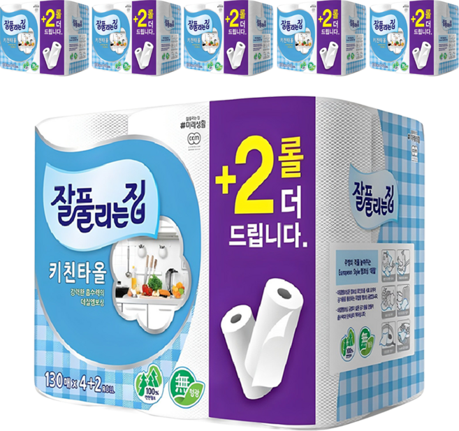잘풀리는집 천연펄프 키친타올, 130매, 36개