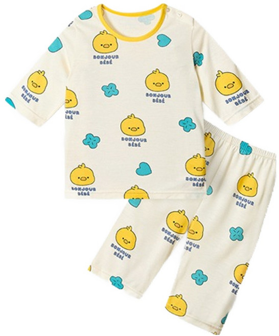 유니프랜드 삐약이 쿨레이온 7부내의 상하의 세트