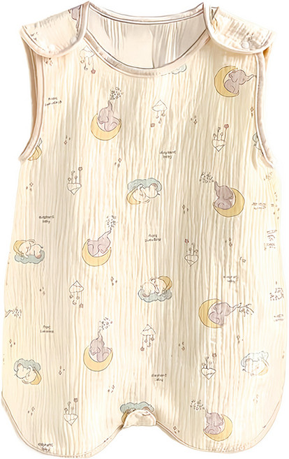 愛北鼻 棉花糖背心式防踢被, 月亮大象 米色