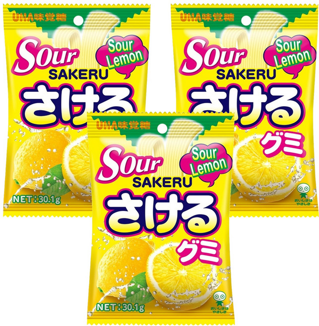 유하미카쿠토 찢어먹는 레몬맛 사케루 구미 사우어, 30.1g, 3개