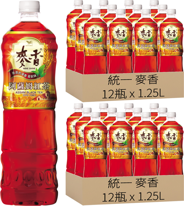 統一 麥香 阿薩姆紅茶, 1.25L, 24瓶