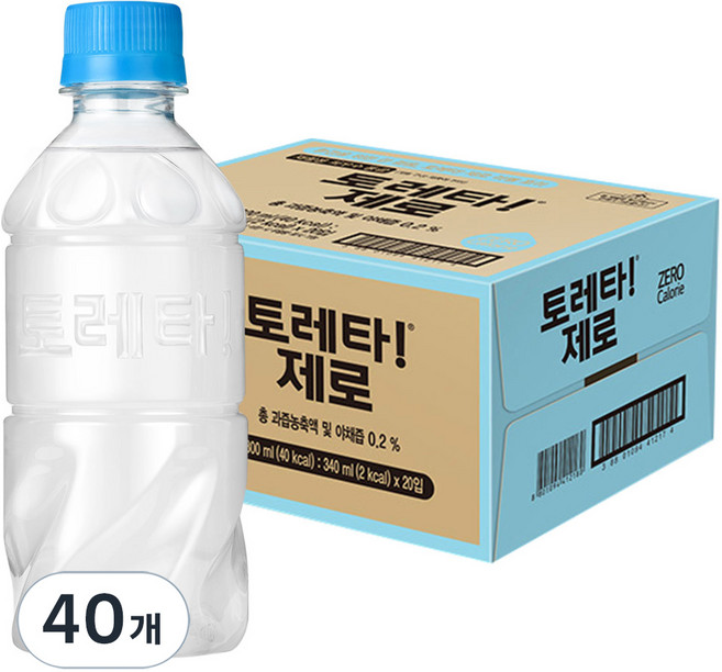 토레타 제로 무라벨 이온음료, 340ml, 40개