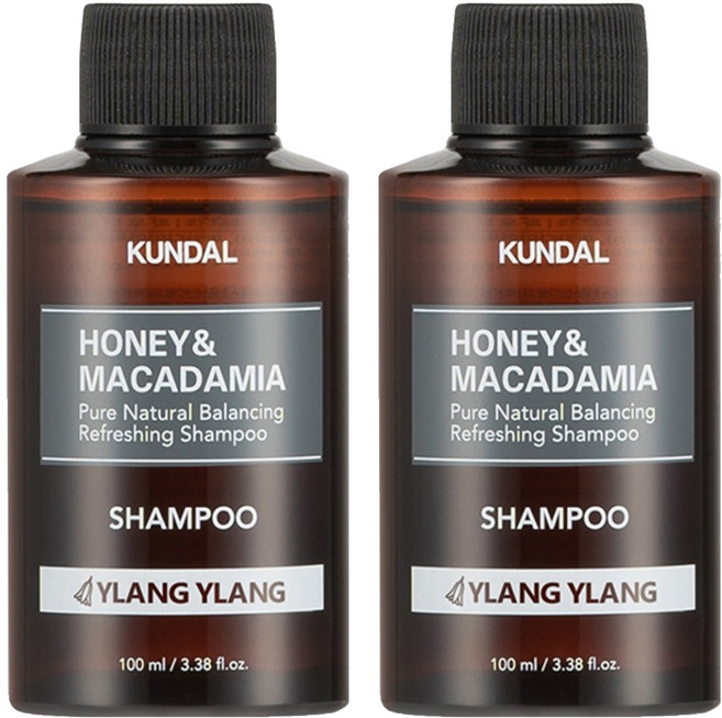 쿤달 허니 앤 마카다미아 네이처 샴푸 일랑일랑향, 100ml, 2개