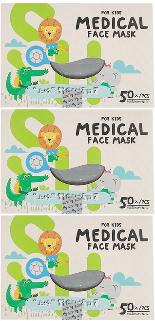 SH 上好生醫 兒童平面醫療防護口罩 未滅菌, 武士黑, 50片, 3盒