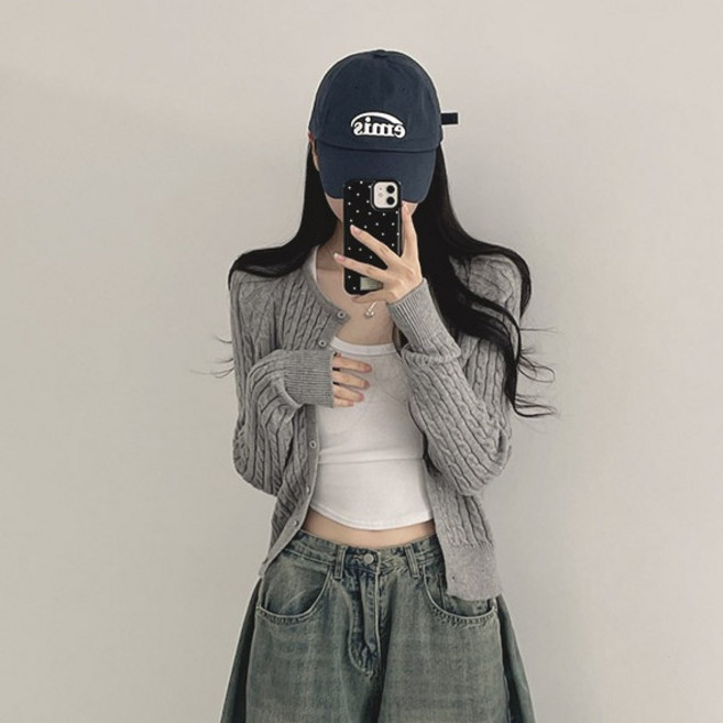 위드후이린 여성용 프롬 팬던트 꽈배기 니트 가디건