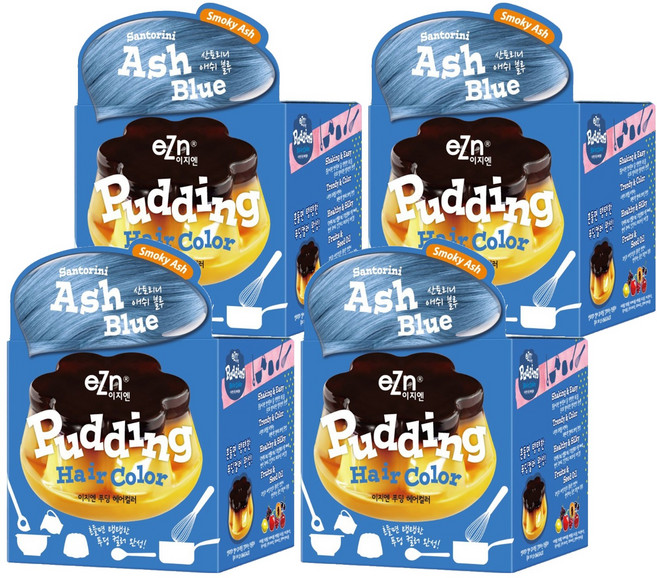 eZn 푸딩 헤어컬러 염색약, 산토리니애쉬블루, 4개