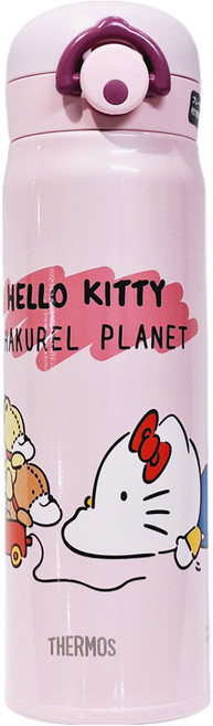THERMOS 膳魔師 三麗鷗家族 x 戽斗星球 不銹鋼真空保溫瓶 JNR-500KTSP-LP, 粉色, 500ml, 1個