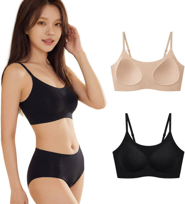 문릿 심리스 패드일체형 코지 끈 브라 2p