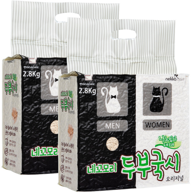 네꼬모리 두부국시 나노입자 고양이모래, 2.8kg, 2개, 오리지널