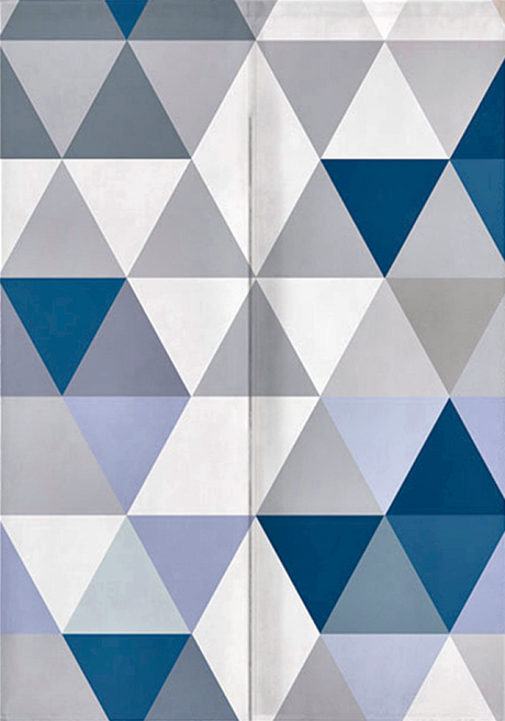 半島良品 棉麻門簾風水簾 長款, 藍灰幾何