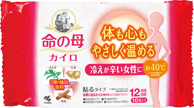 命之母 日本桐灰 黏貼式漢方暖暖包 12小時 10片, 1包