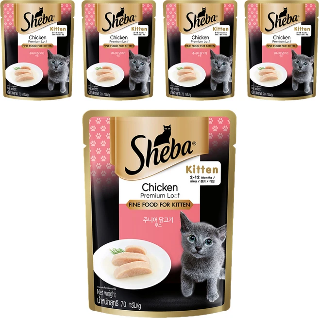 쉬바 키튼 고양이 간식 파우치, 닭, 70g, 5개 - 쿠팡