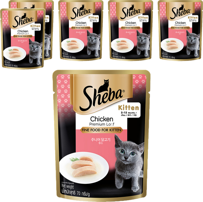 쉬바 키튼 고양이 간식파우치, 닭, 70g, 6개