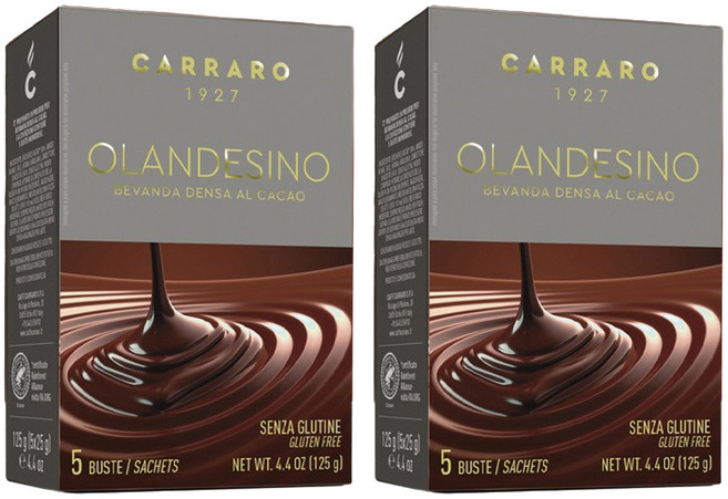 CARRARO Olandesino Cacao 香濃甜蜜巧克力即溶可可粉隨身包 不含麩質, 5包, 25g, 2盒