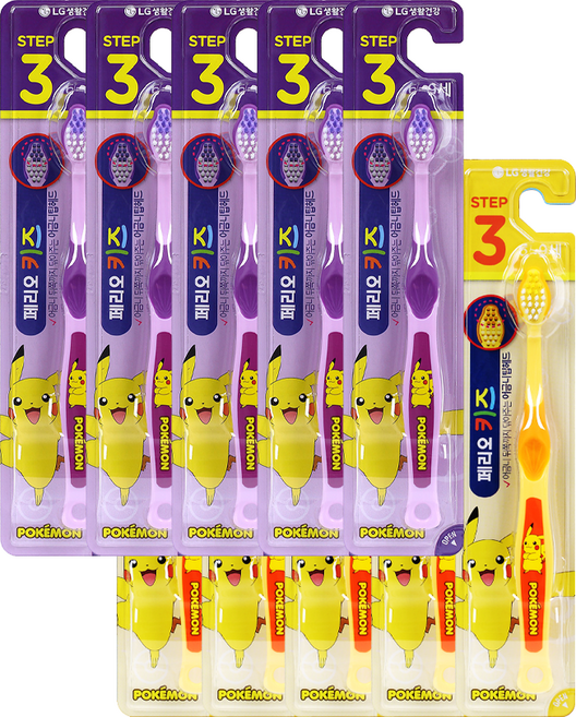 페리오 키즈 피카츄 스텝3 칫솔, 혼합색상, 10개입, 1개