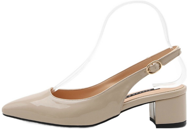 사뿐 여성용 플라딘 슬링백 미들힐 4cm