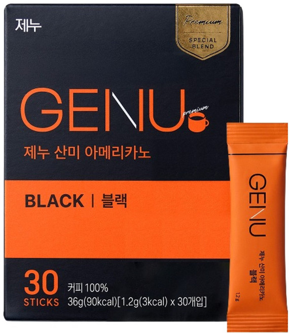 제누 산미 아메리카노 블랙 원두커피스틱, 1.2g, 30개입, 1개