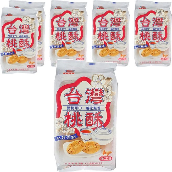 逢國食品 台灣杏仁桃酥, 180g, 6包