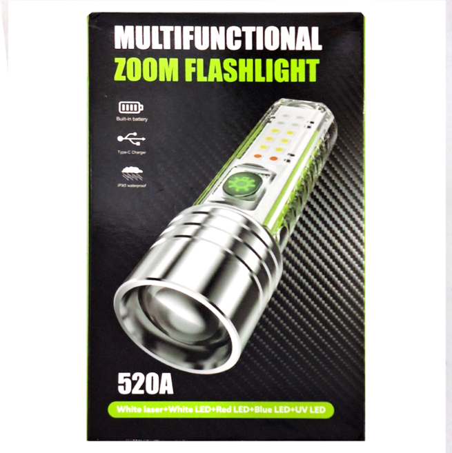強光變焦手電筒 152g 多功能照明 磁吸固定 Type-C充電, 1個