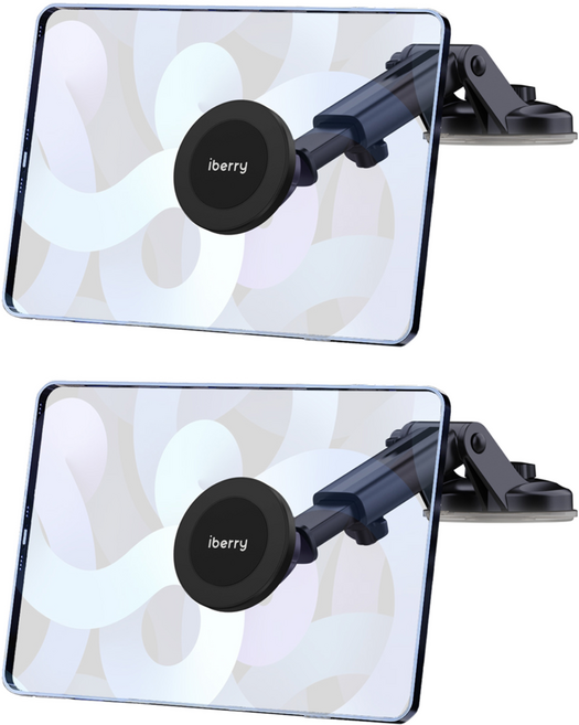 아이베리 UF 초강력 맥세이프 호환 자석 흡착식 태블릿 휴대폰 대시보드/유리 차량용 거치대, 2개, 블랙