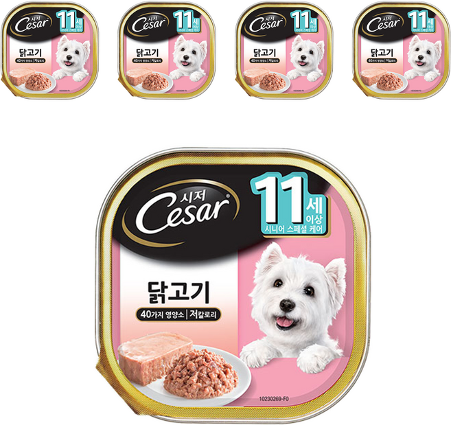 시저 시니어 강아지 주식캔, 닭, 100g, 5개
