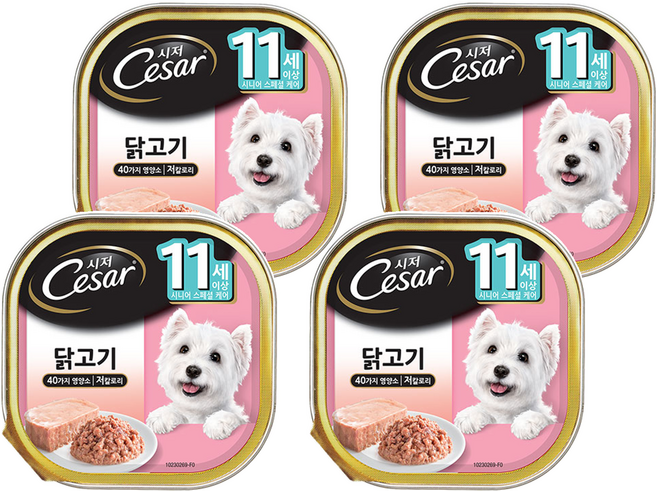 시저 시니어 반려견 주식캔, 닭, 100g, 4개
