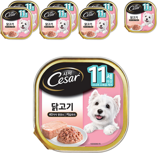시저 시니어 강아지 주식캔, 닭, 100g, 8개