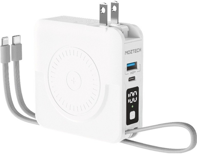 MOZTECH 萬能行動電源Pro Type-c + Lightning, MOA-08, 冰河白