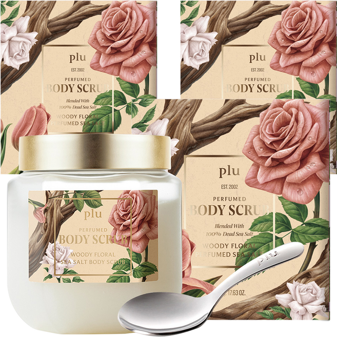플루 씨솔트 바디스크럽 우디 플로럴향, 500g, 3개