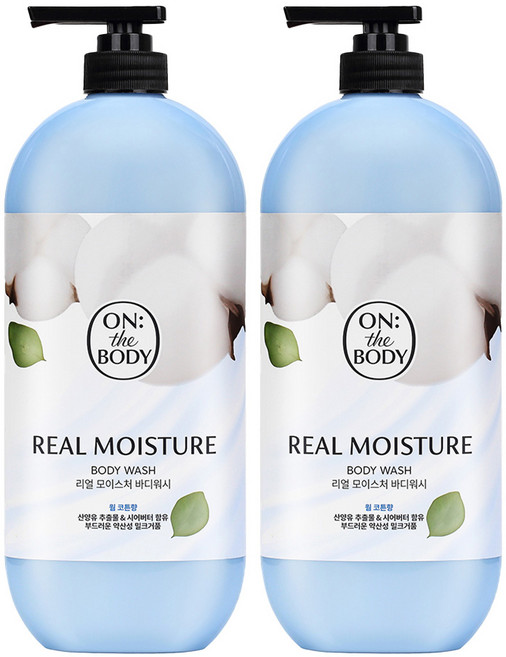 온더바디 리얼 모이스처 바디워시 웜 코튼향, 865ml, 2개